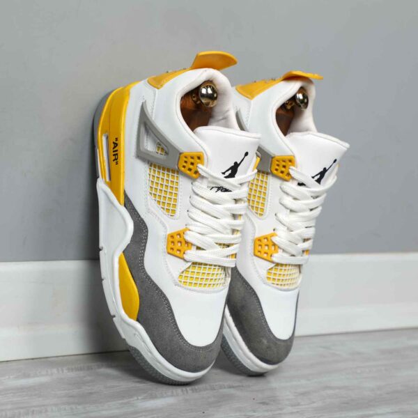 نایک ایر جردن 4 رترو سفید طوسی زرد Nike Air Jordan 4 Retro