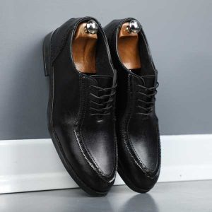 کفش مردانه چرم VCO مشکی نما دو خت