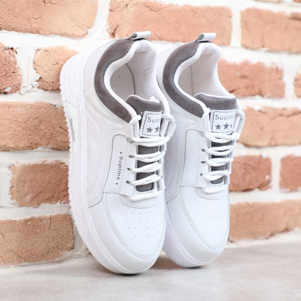 کتونی دخترانه سوپتیم سفید طوسی کد PL