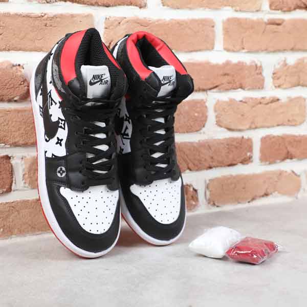 کتونی نایک ایر جردن 1 ساقدار مشگی سفید قرمز AZAD