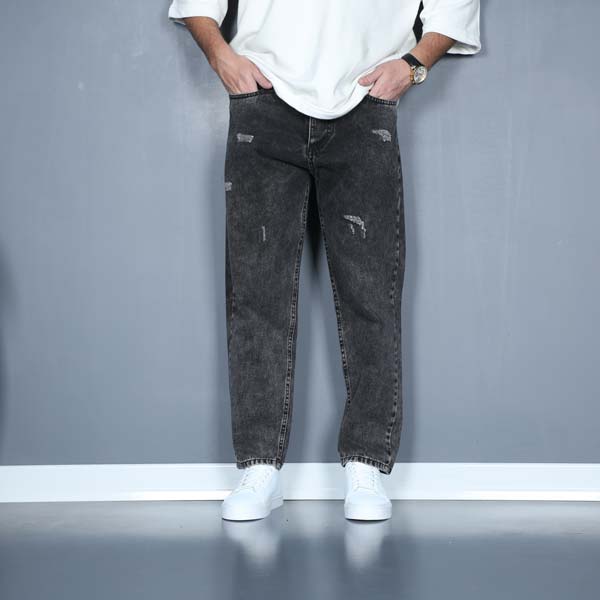 شلوار مام استایل ذغالی زاپدار 013