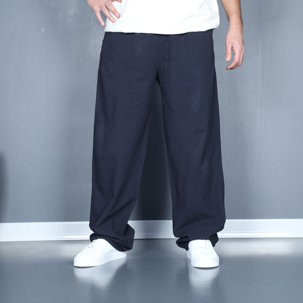 شلوار بگ بندی لنین سرمه ای رنگ