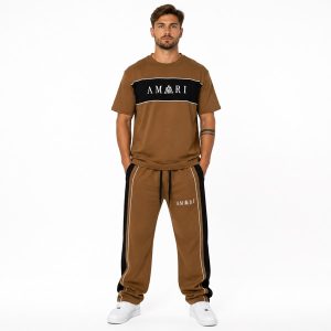 ست تیشرت و شلوار قهوه ای AMIRI