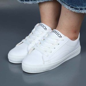 کتونی دخترانه ونس سفید تمام FASHION